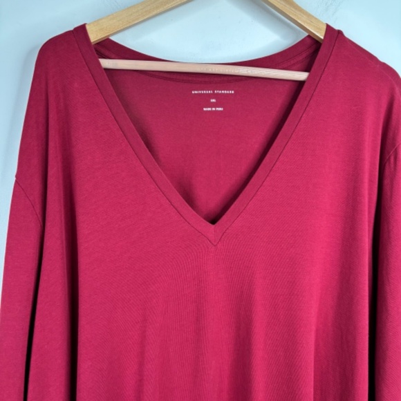 Universal Standard Tesino Midi Dress 32 Long Sleeve Stretch Jersey V Neck Red - Picture 4 of 13